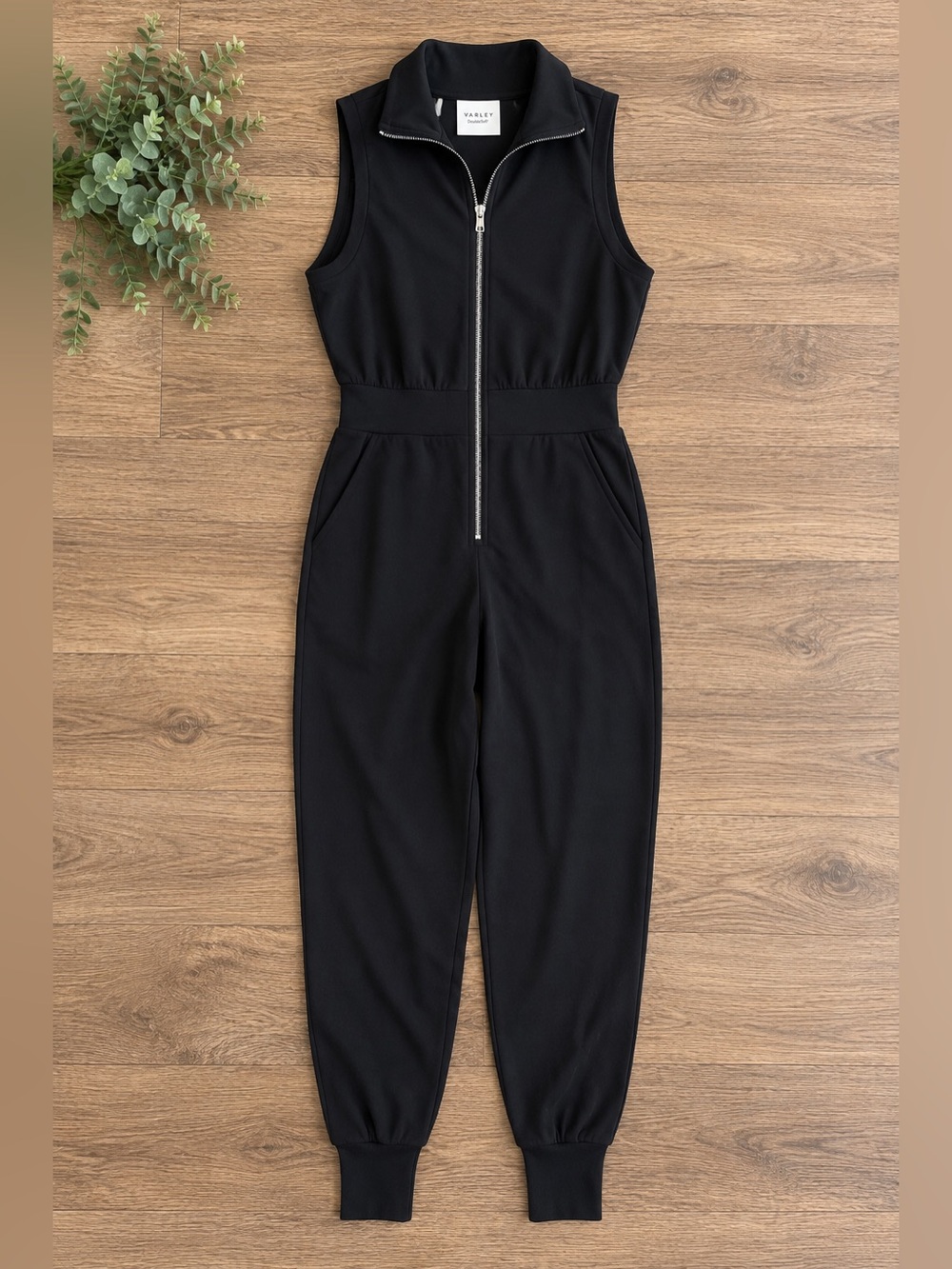 Varley Madelyn DoubleSoft Black Sleeveless Zip Front Jumpsuit Women’s Medium